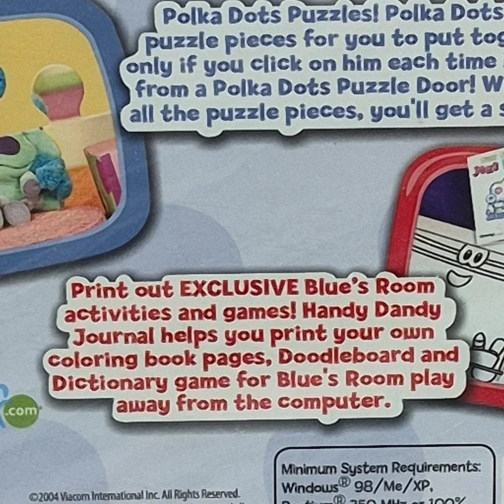 Nick Jr. Blue's Clues Room Blue Talks! Manual & Activity 2004 PC CD-ROM, Sealed!